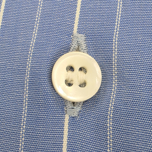 Salvatore Ferragamo Blue Pinstripe Dress Shirt Men’s 17 Italy Cotton - Picture 7 of 12
